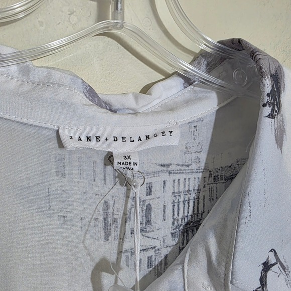 Jane + Delancey NWT Women Shirt Venice Scenic Print Button Down White Size 3X - Picture 2 of 14